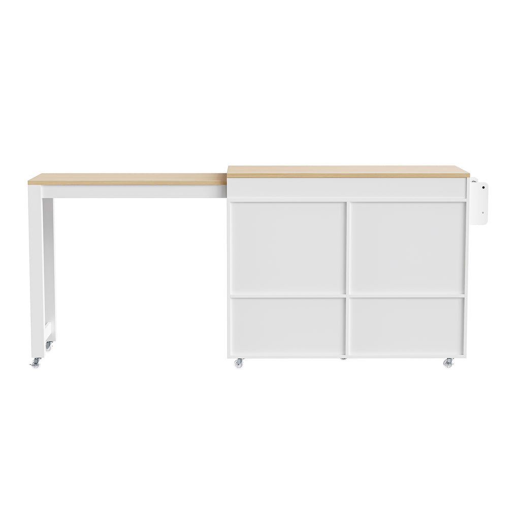 Anthony & Home Signature Maple Wood Kitchen Island with Extendable Table showing a spacious, modern kitchen workspace and storage.