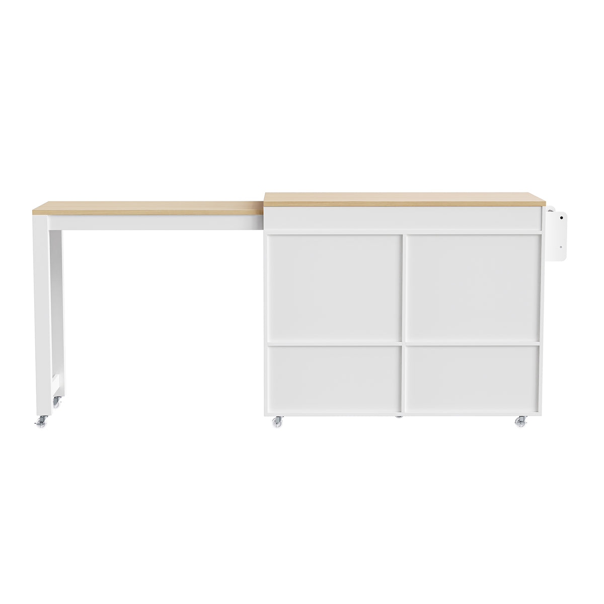 Anthony & Home Signature Maple Wood Kitchen Island with Extendable Table showing a spacious, modern kitchen workspace and storage.