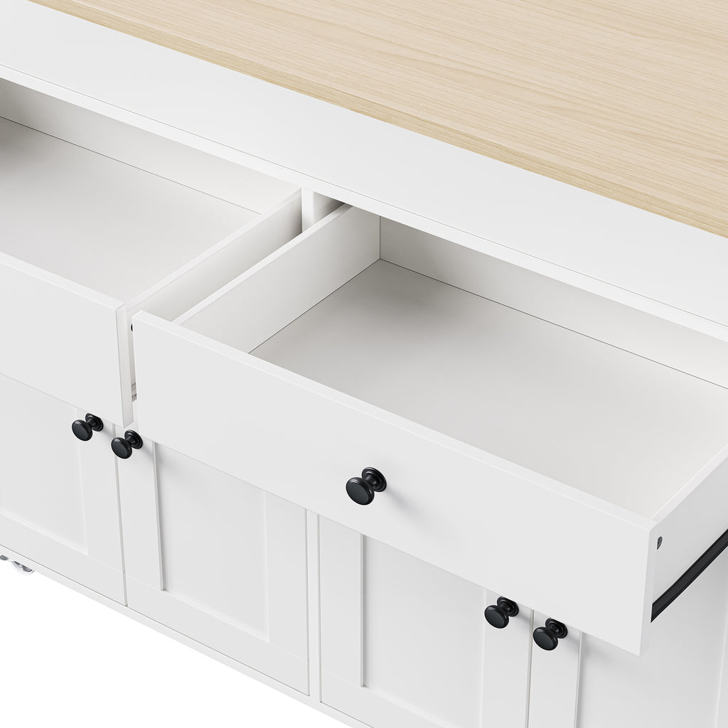 Anthony & Home signature maple wood kitchen island with extendable table, featuring a spacious surface and sturdy design.