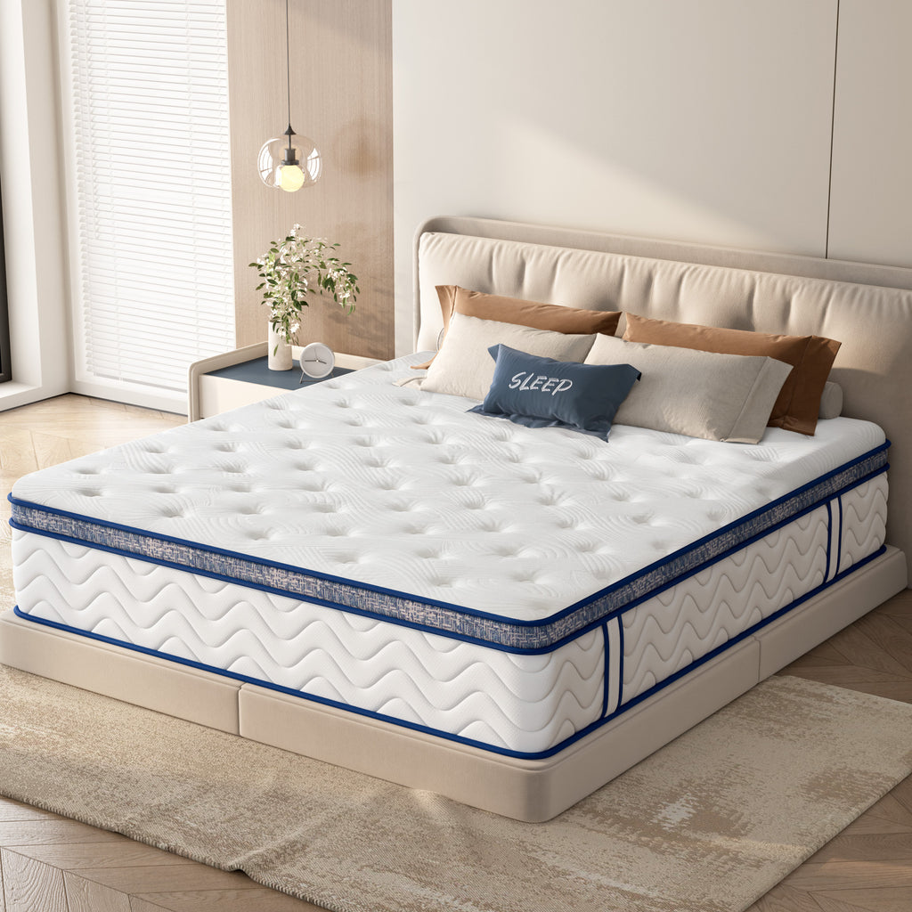 Queen size Anthony & Home Signature Memory Foam Hybrid Mattress with 12-inch thickness and plush, comfortable surface.