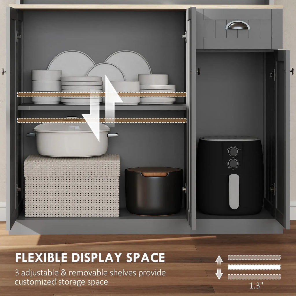 Anthony & Home modern farmhouse kitchen buffet with microwave niche, cupboard storage, matte finish, and sleek design.