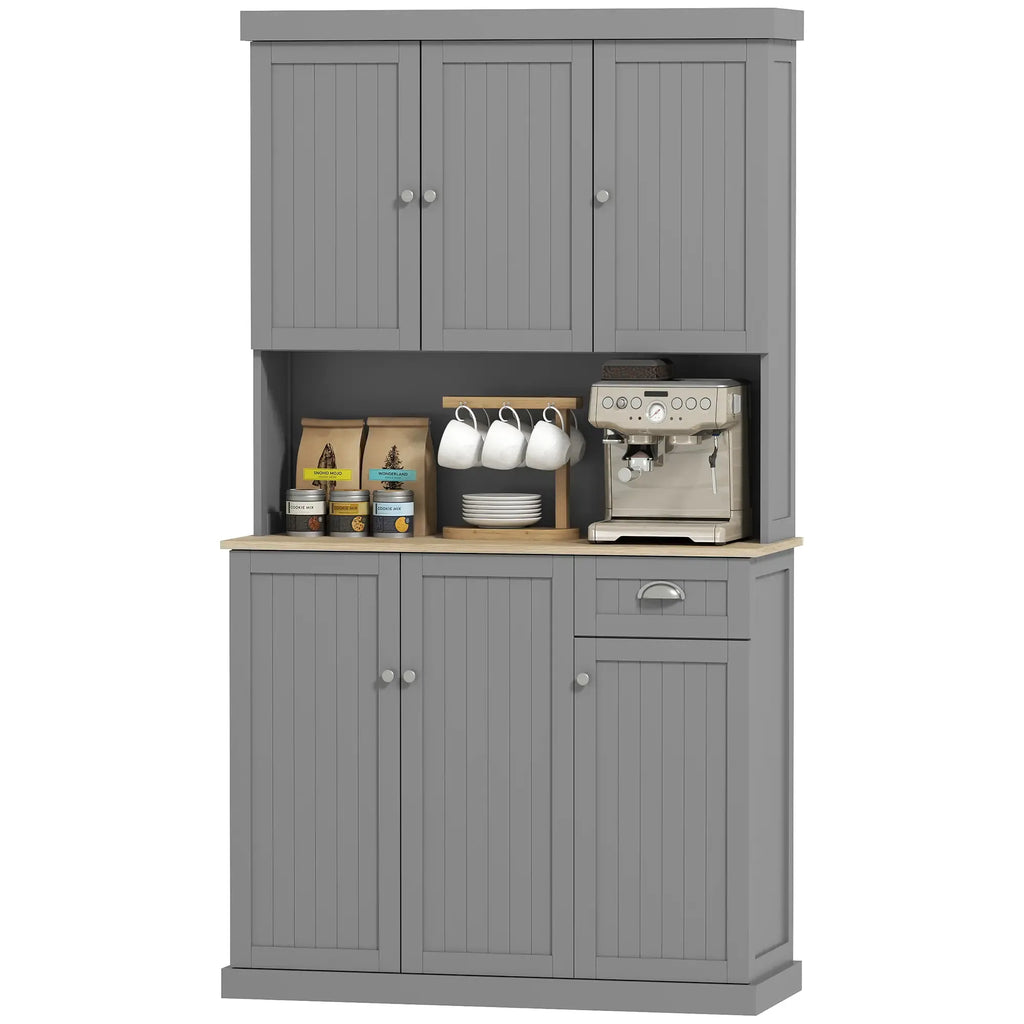 Anthony & Home modern farmhouse kitchen buffet with matte finish, microwave niche, and cupboard storage in a stylish design.