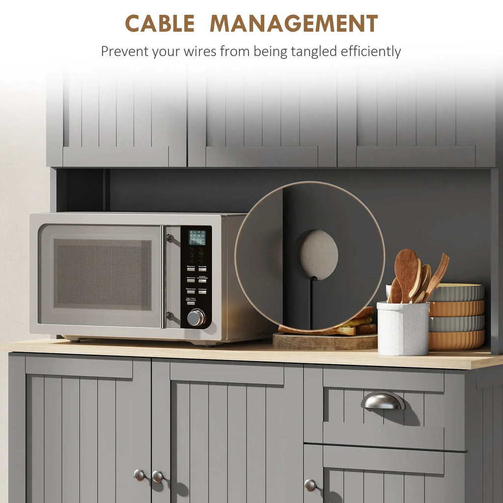 Anthony & Home modern farmhouse kitchen buffet with matte finish, microwave niche, and cupboard storage in stylish design