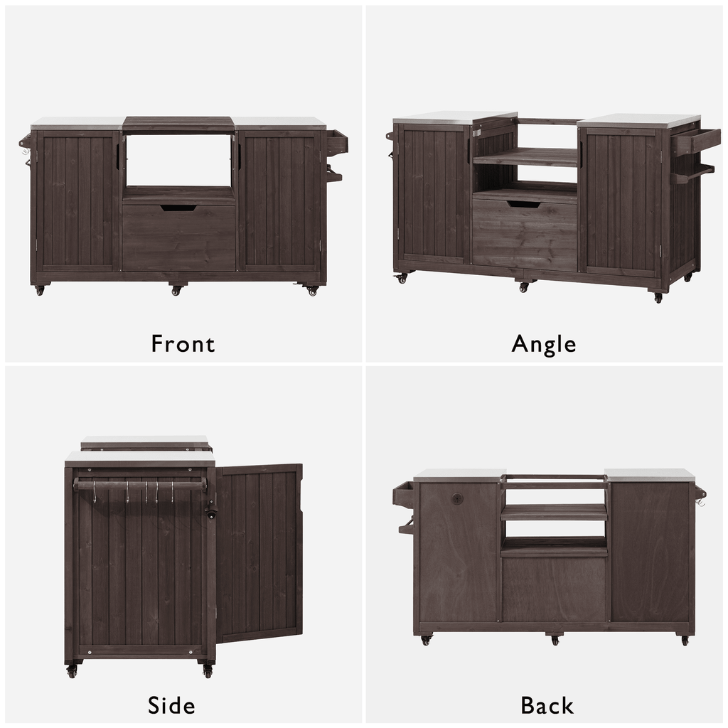 Anthony & Home outdoor kitchen island with stainless steel top, featuring built-in counter space and storage for outdoor cooking.
