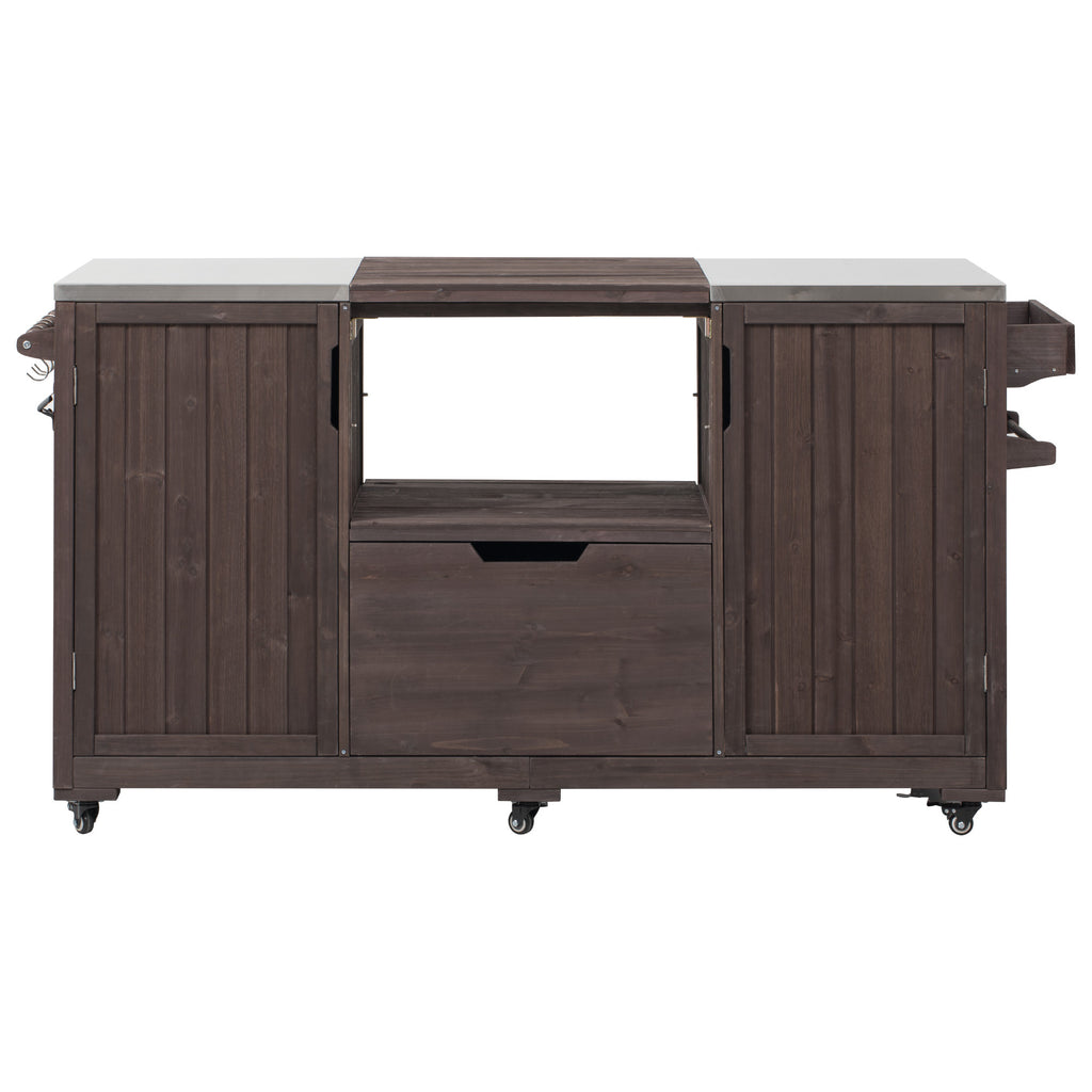 Anthony & Home outdoor kitchen island with stainless steel top, featuring ample workspace and storage for outdoor cooking.