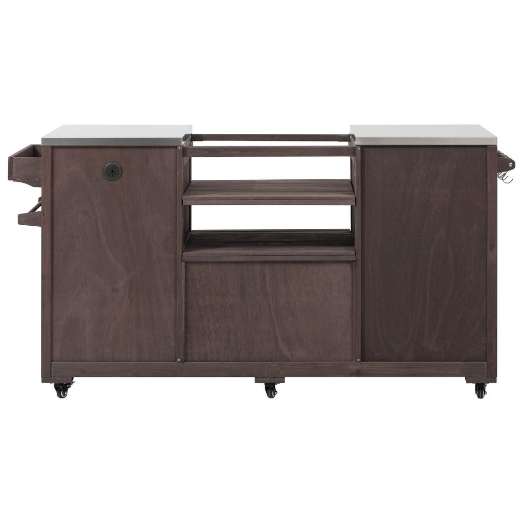 Anthony & Home outdoor kitchen island with stainless steel top, featuring a spacious counter and built-in storage for outdoor cooking.