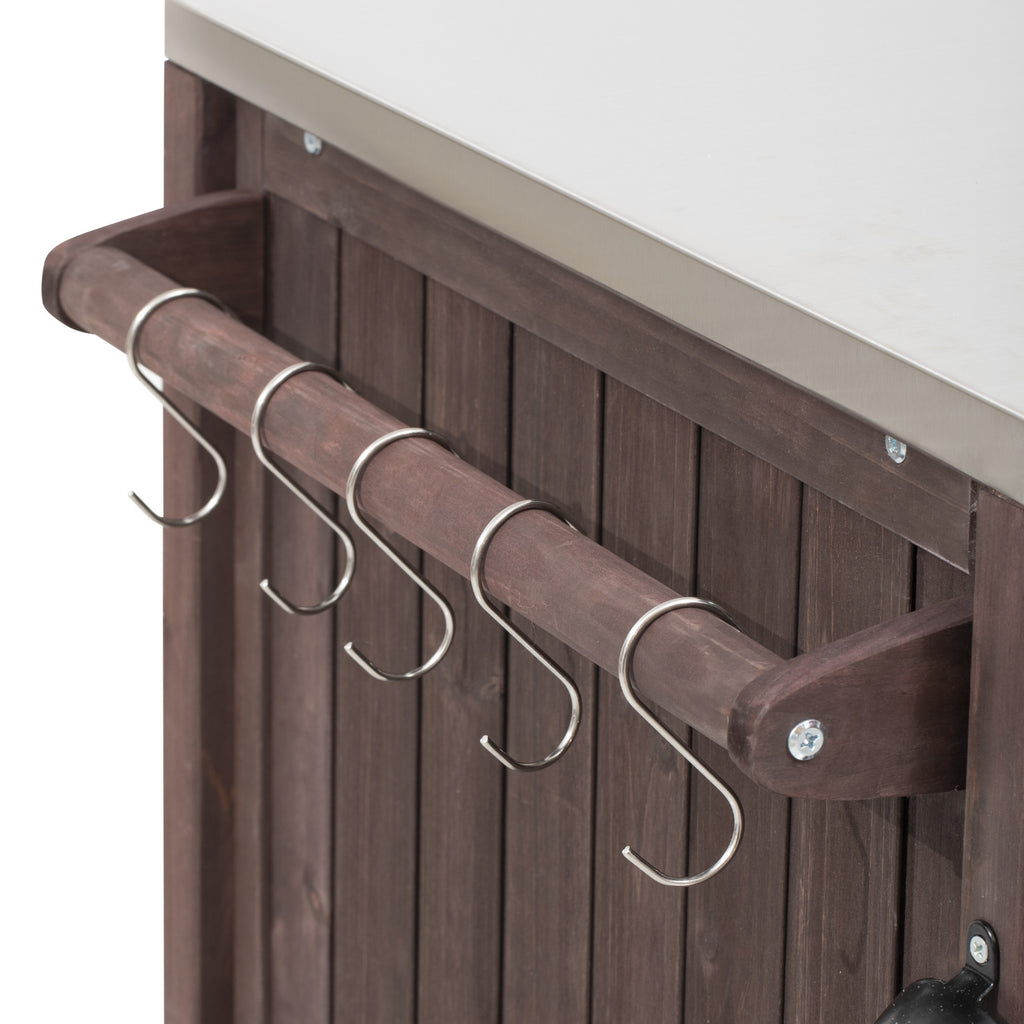 Anthony & Home outdoor kitchen island with stainless steel top, featuring built-in counter space and storage for outdoor cooking.