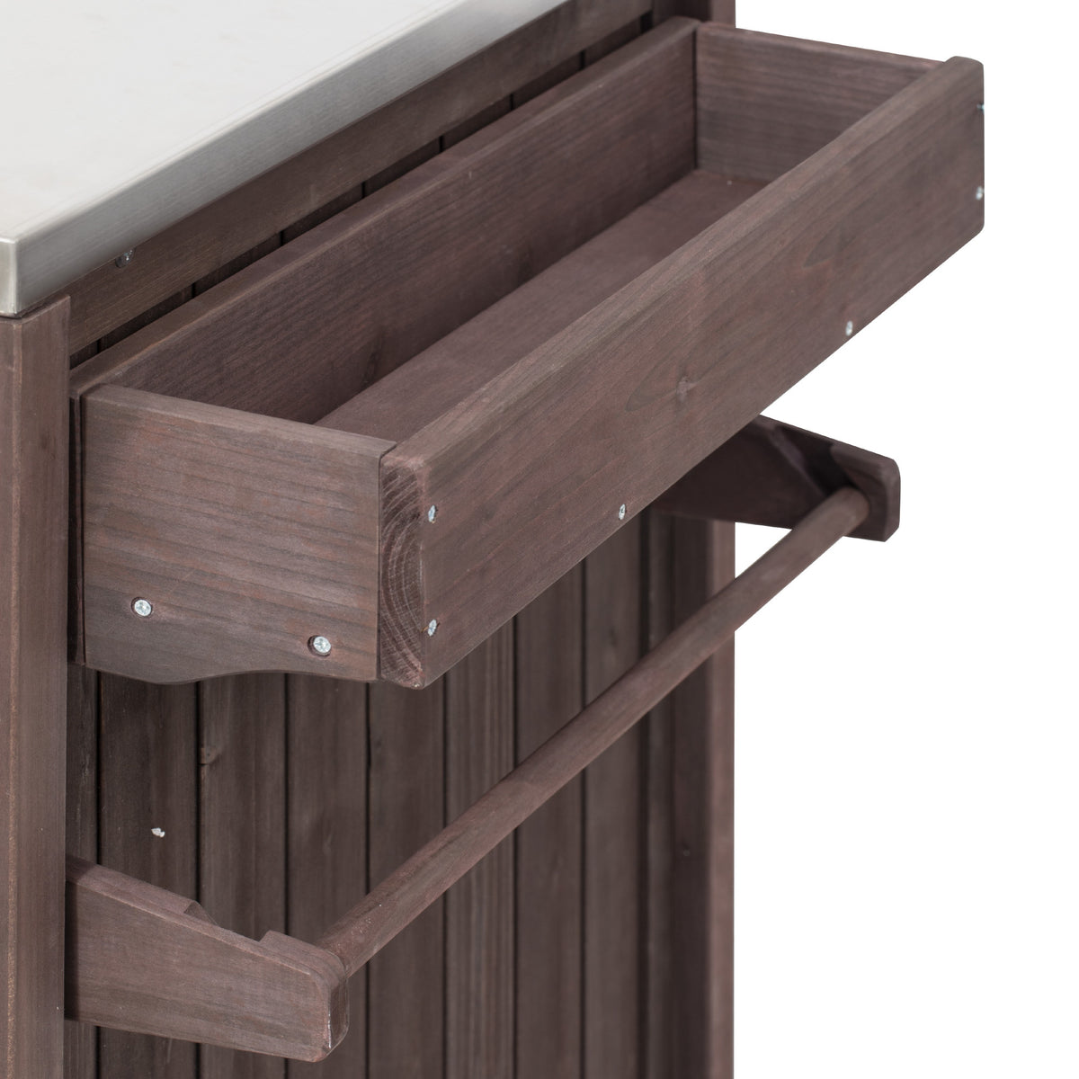 Anthony & Home outdoor kitchen island with stainless steel top, featuring a spacious design and built-in storage for outdoor cooking.