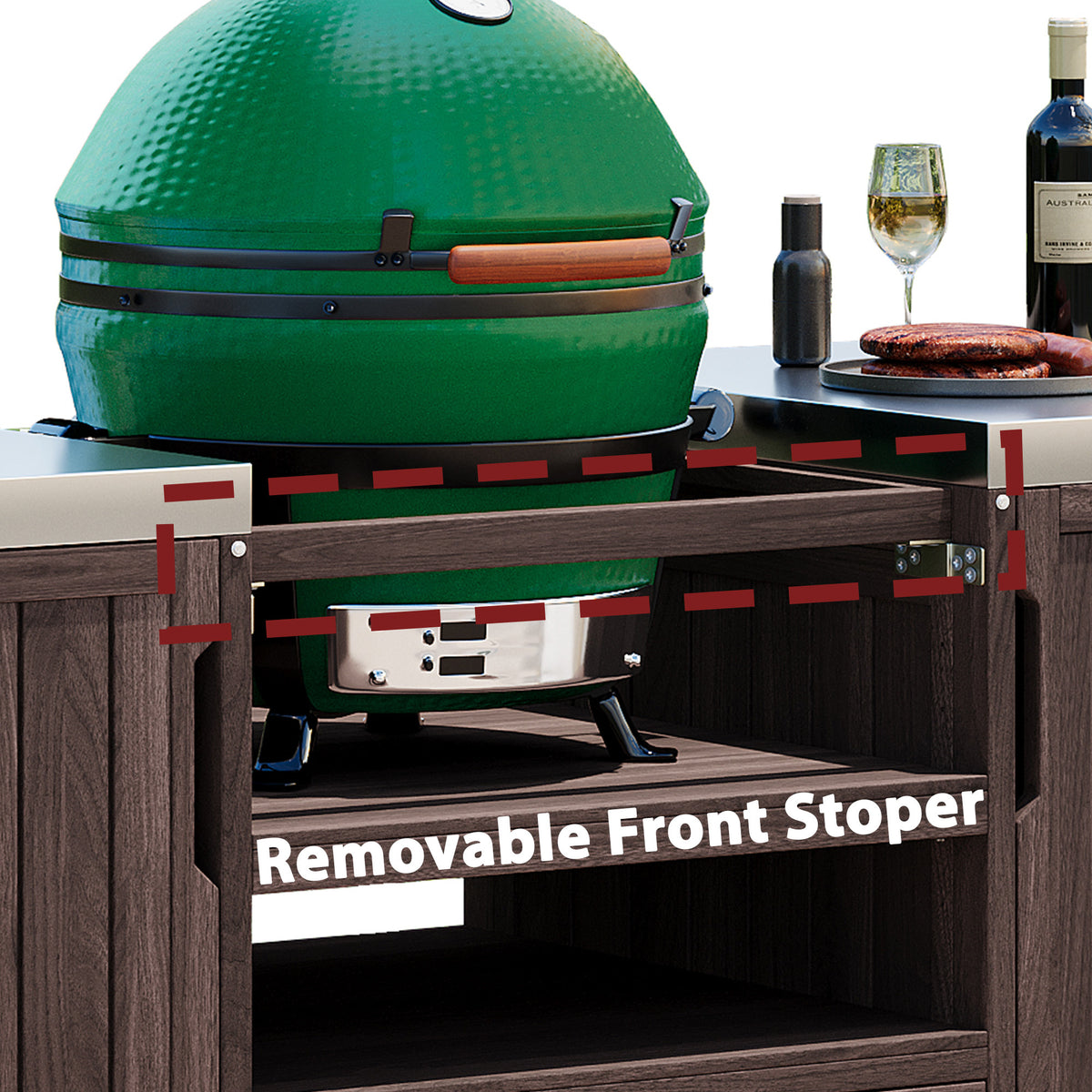 Anthony & Home outdoor kitchen island with stainless steel top, featuring a spacious design and modern outdoor cooking setup.
