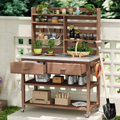 Anthony & Home outdoor potting bench with stainless steel top, featuring a sturdy frame and ample workspace for gardening projects.