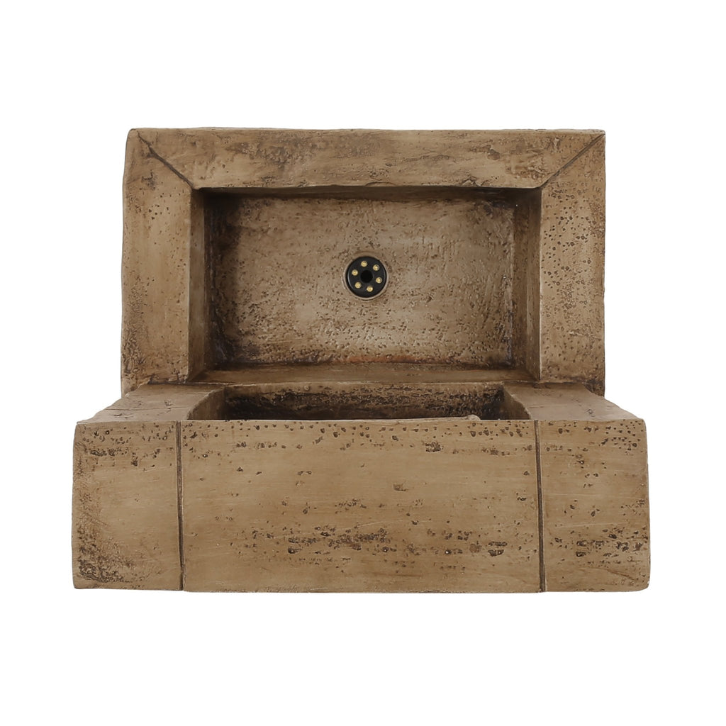Anthony & Home Signature Polyresin Floor Fountain with integrated lighting, featuring a decorative water feature with intricate detailing.