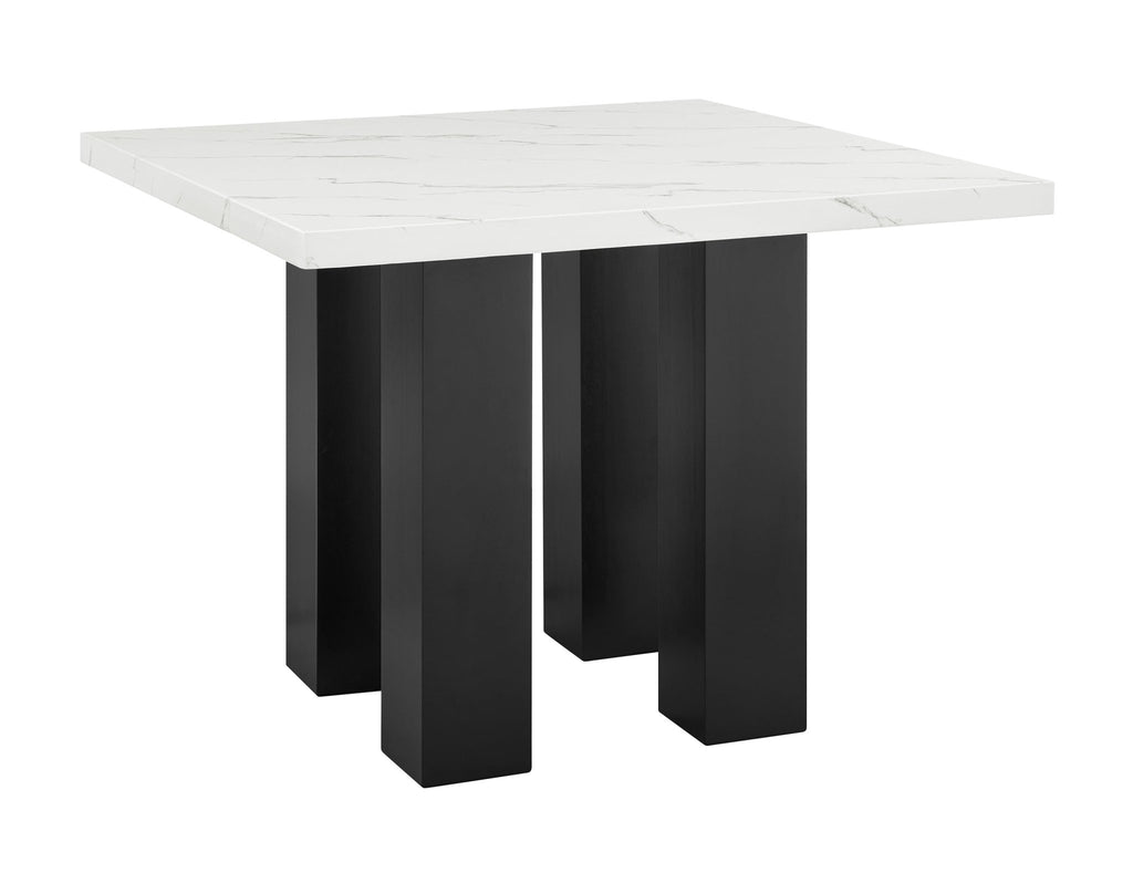 Anthony & Home signature solid wood counter height dining set with round table and matching stools, showcasing a natural wood finish.