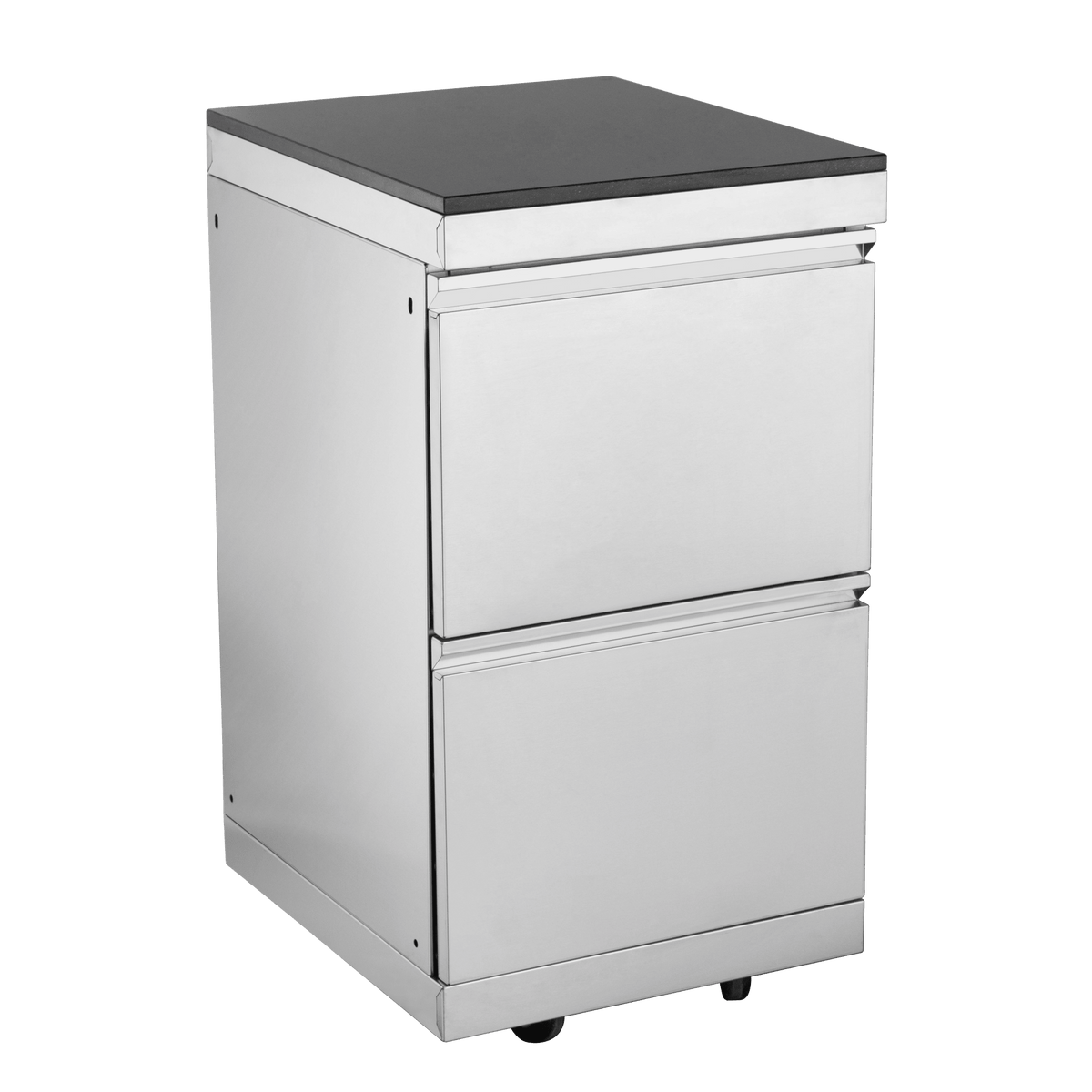 Anthony & Home Signature stainless steel outdoor kitchen island with built-in gas grill and prep space.