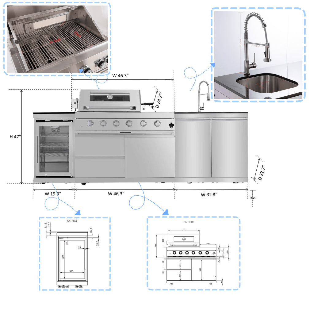 Anthony & Home Signature Stainless Steel Outdoor Kitchen Island with built-in appliances and spacious countertop.