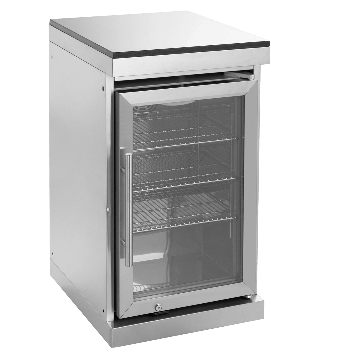 Anthony & Home stainless steel outdoor kitchen island with built-in cooking area and storage, designed for outdoor entertaining.