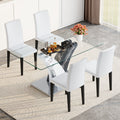 Anthony & Home Signature tempered glass dining table with matching chairs, modern furniture set for dining room.