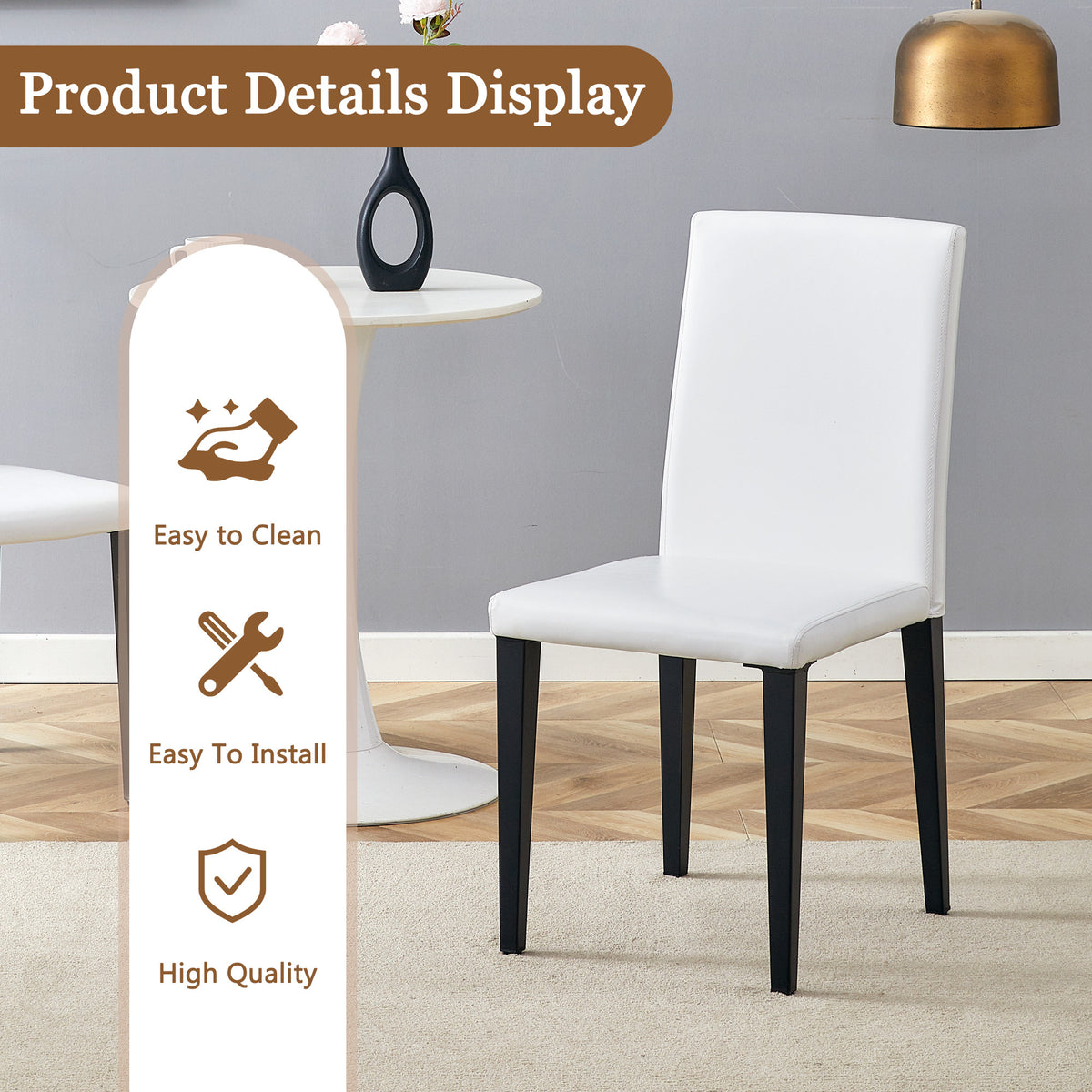 Anthony & Home tempered glass dining table with matching chairs, modern furniture set for dining rooms.