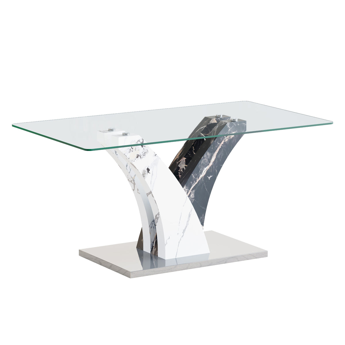 Anthony & Home tempered glass dining table with matching chairs, modern dining set for kitchen or dining room.