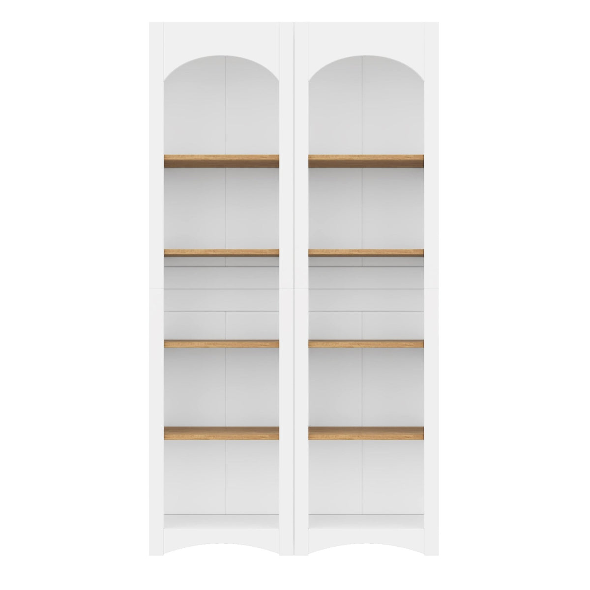 Two-tone wood-grain free-standing bookshelf by Anthony & Home with multiple shelves for storage and display.