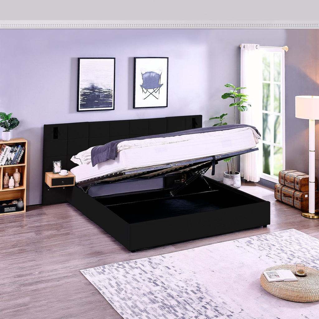 Anthony & Home Signature Velvet King Platform Bed with Storage, featuring plush velvet upholstery and built-in storage drawers.