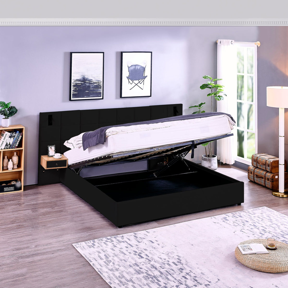 Anthony & Home Signature Velvet King Platform Bed with Storage, featuring plush velvet upholstery and built-in storage drawers.