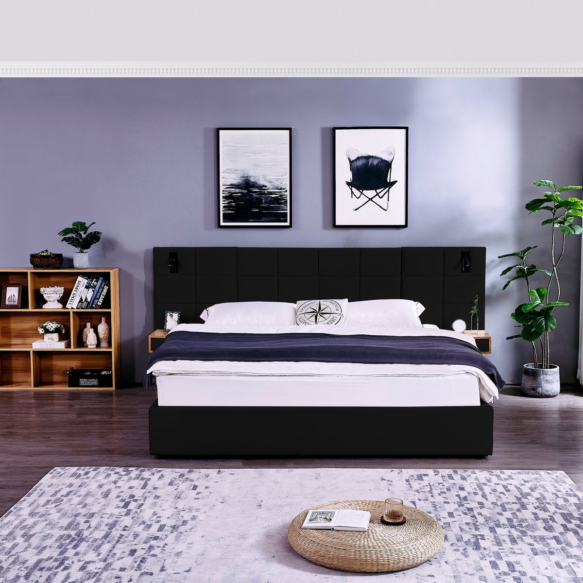 Anthony & Home Signature Velvet King Platform Bed with built-in storage, featuring plush velvet upholstery and a modern design.