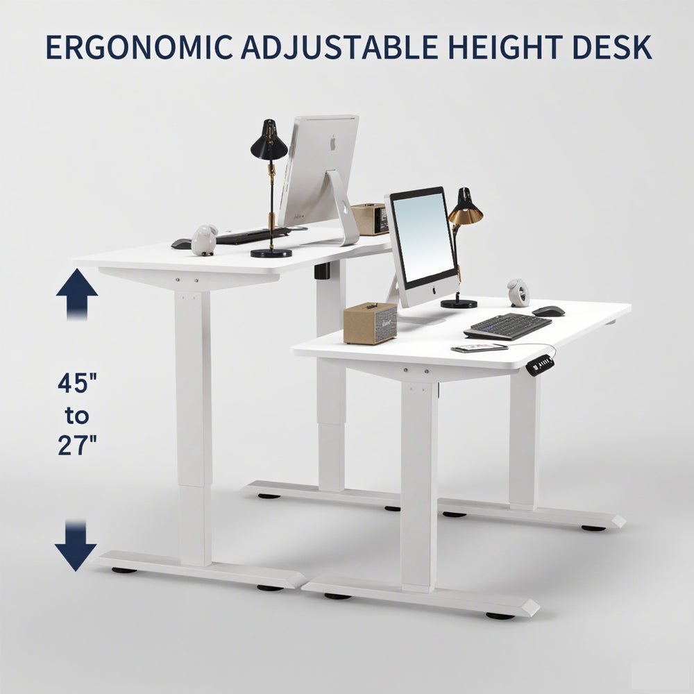 Anthony & Home Signature White Sliced Board Electric Standing Desk with adjustable height and sleek modern design.
