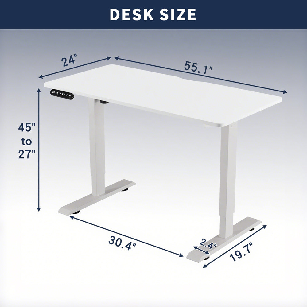 Anthony & Home Signature White Sliced Board Electric Standing Desk with adjustable height and modern design.