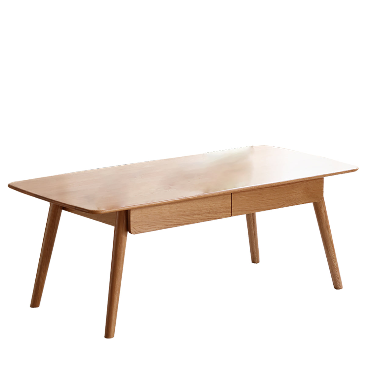 Solid North American Red Oak center table with storage by Anthony & Home, perfect for modern interior decor.