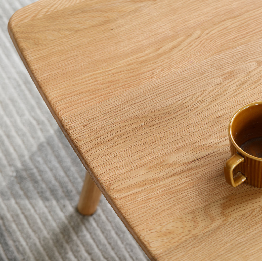 Solid North American Red Oak center table with storage by Anthony & Home, modern limited edition for contemporary interiors