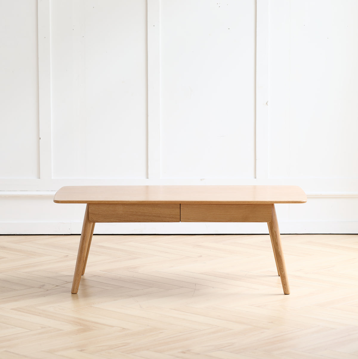 Solid North American Red Oak center table with storage from Anthony & Home, ideal for modern interior decor.