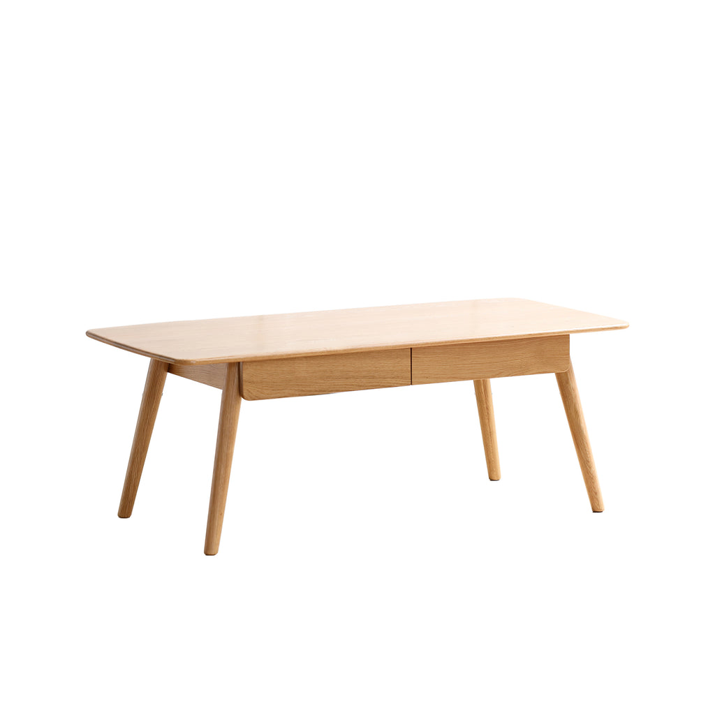 Solid North American Red Oak center table with storage by Anthony & Home, modern design perfect for contemporary interiors.