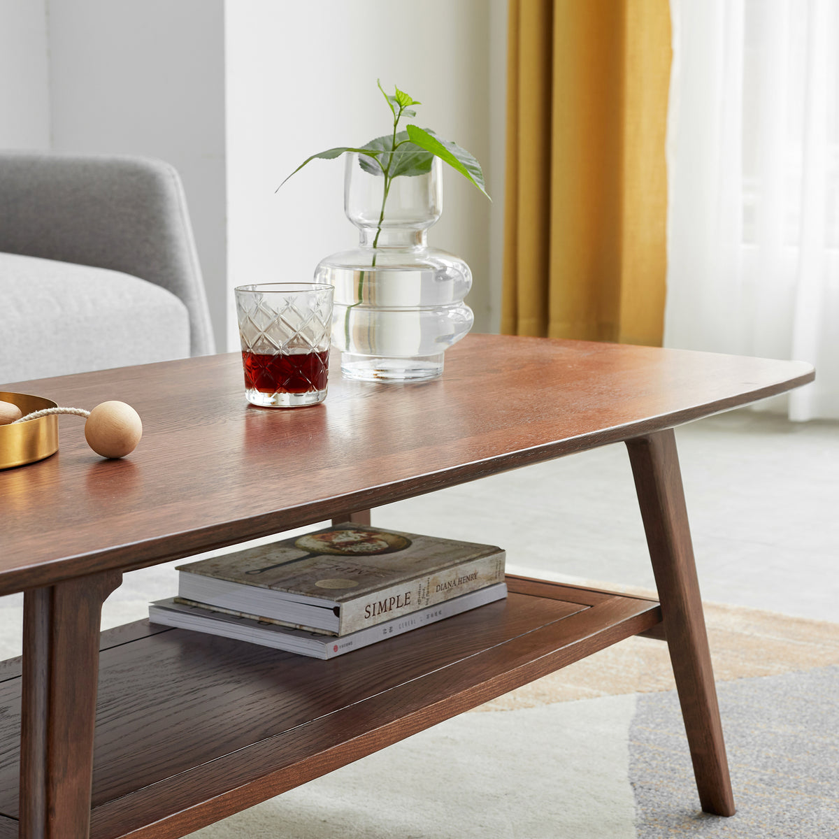 Solid oak center table by Anthony & Home featuring a smooth, polished surface and sturdy legs in a classic design.