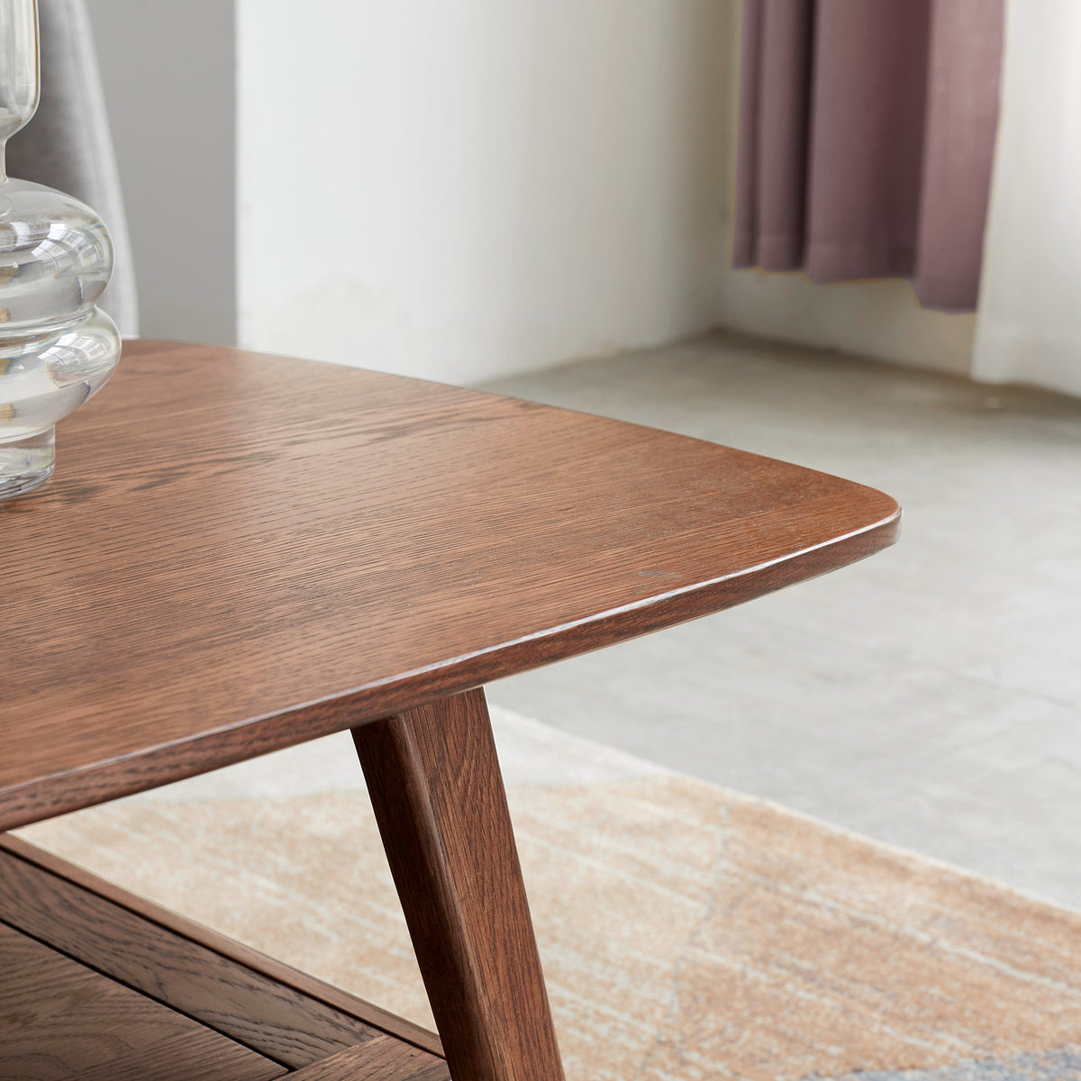 Solid oak coffee table with shelf in walnut finish from Anthony & Home Heritage Collection, showcasing a sleek, modern design