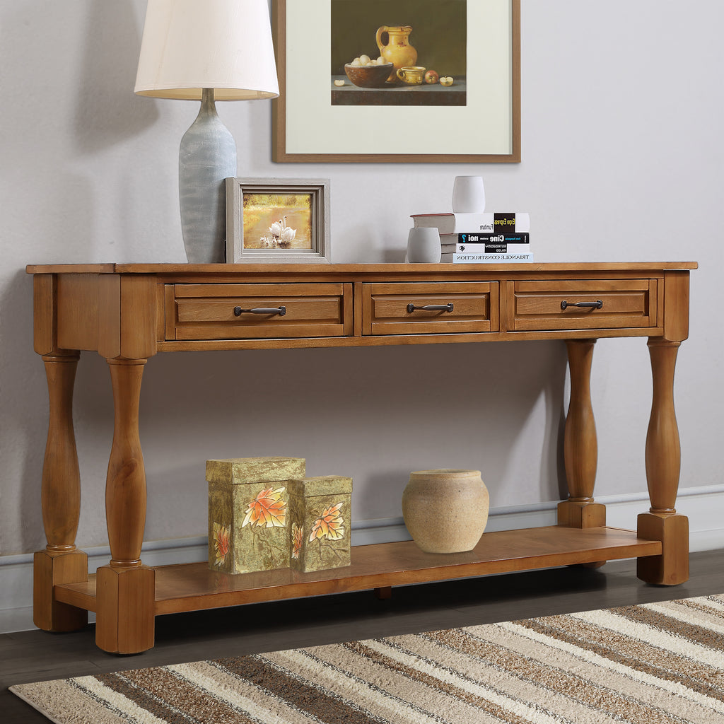 Solid pine console table from Anthony & Home Heritage Collection, with a smooth wooden surface and classic design.