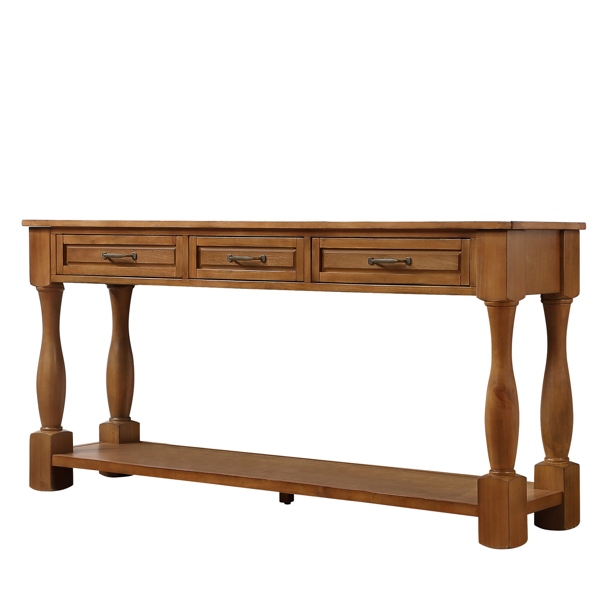 Solid pine console table from Anthony & Home Heritage Collection, showcasing a sturdy wooden surface and elegant design.