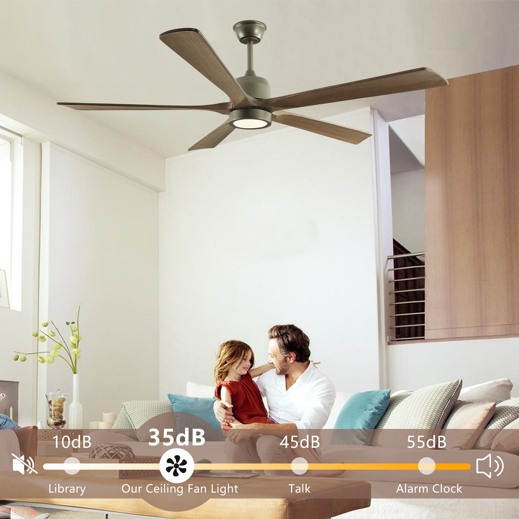 Solid wood 60-inch ceiling fan with light from Anthony & Home, featuring a classic design and wooden blades.