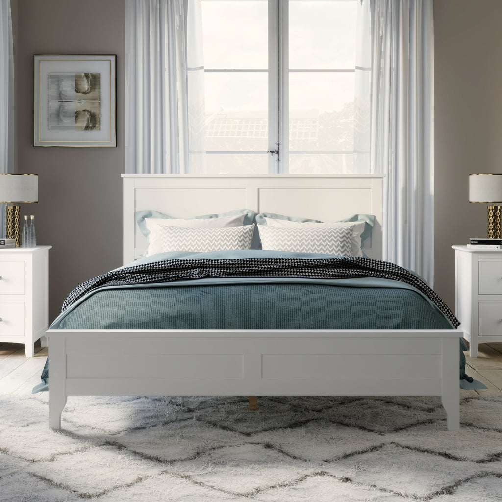 Solid wood full platform bed from Anthony & Home Modern Collection, showing a sleek, minimalist design with a sturdy frame.