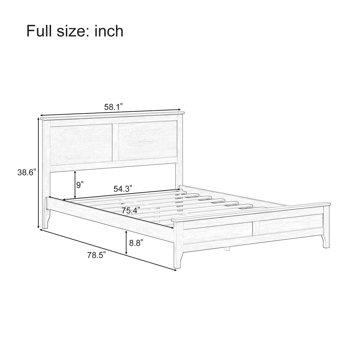 Solid wood full platform bed from Anthony & Home Modern Collection, showcasing a sleek, natural wood finish and sturdy frame.