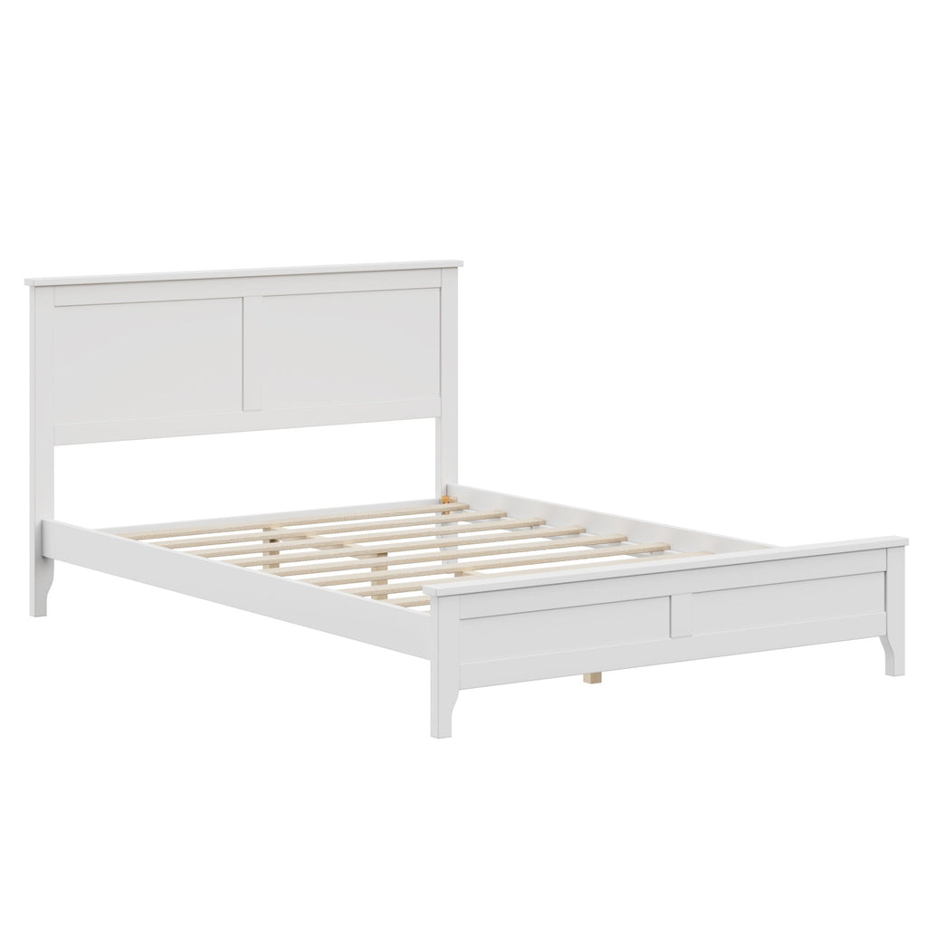 Solid wood full platform bed from Anthony & Home's modern collection, showcasing a sleek, sturdy design with a natural wood finish.