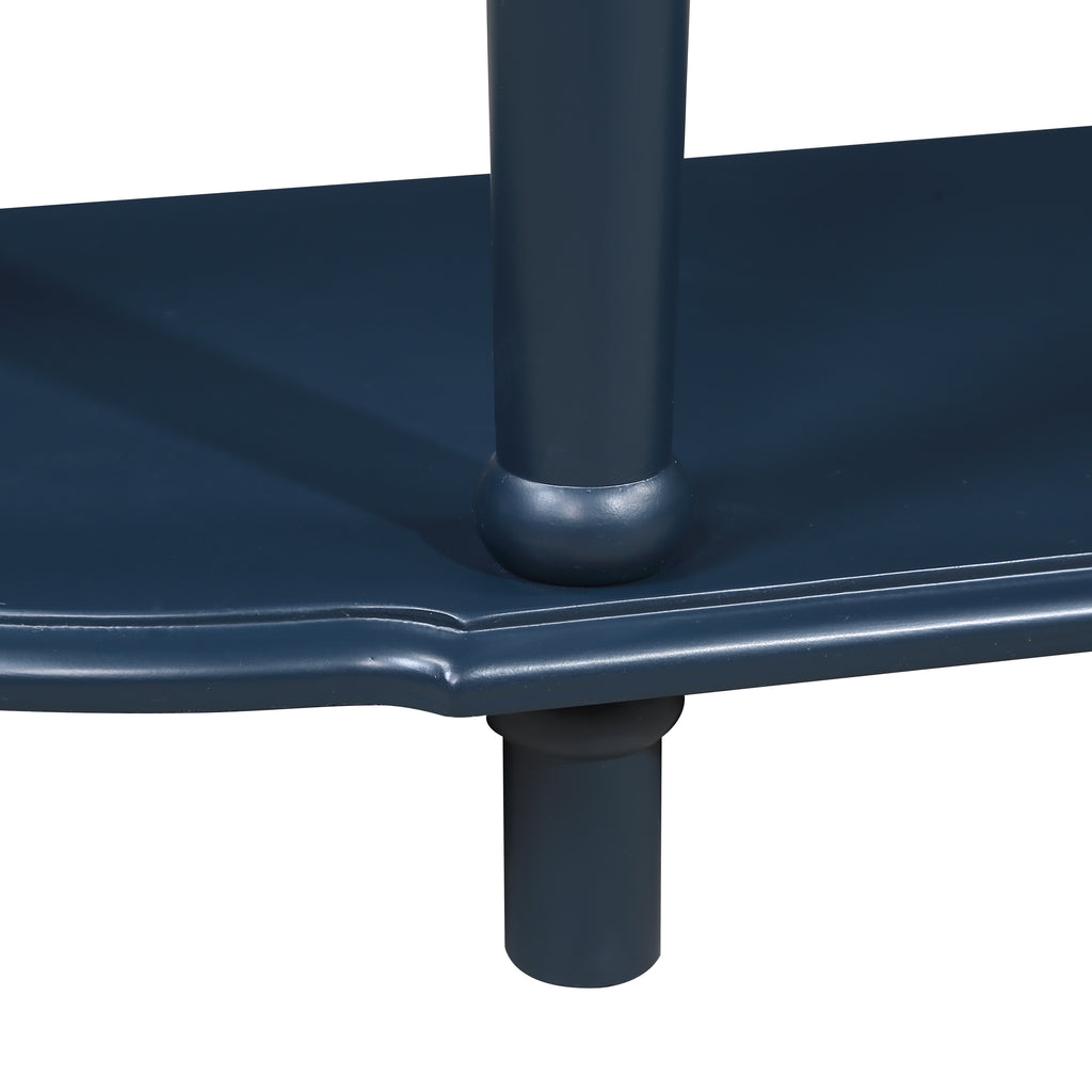 Solid wood half moon console table from the Studio Collection by Anthony & Home, showcasing smooth finish and elegant design.