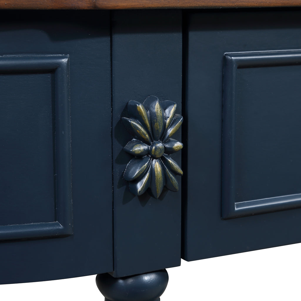 Solid wood half moon console table from Anthony & Home Studio Collection, featuring a smooth curved surface and sturdy legs.