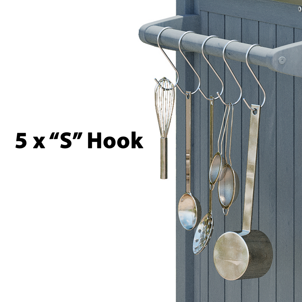 Solid wood outdoor kitchen island with storage for Big Green Egg, designed by Anthony & Home for outdoor cooking and entertaining.