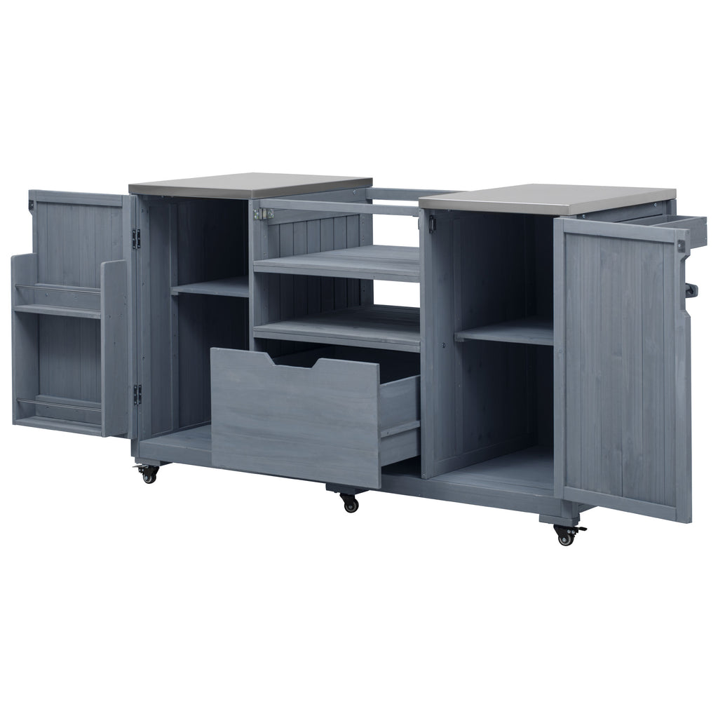 Solid wood outdoor kitchen island for Big Green Egg by Anthony & Home, featuring spacious prep area and sturdy construction.