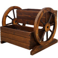 Solid wood studio wagon planter with wheels by Anthony & Home, featuring a rustic garden cart for flowers, herbs, and vegetables.