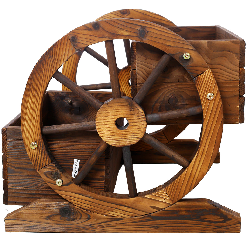 Solid wood studio wagon planter with wheels, ideal for flowers, herbs, and vegetables, suitable for indoor and outdoor garden decor.