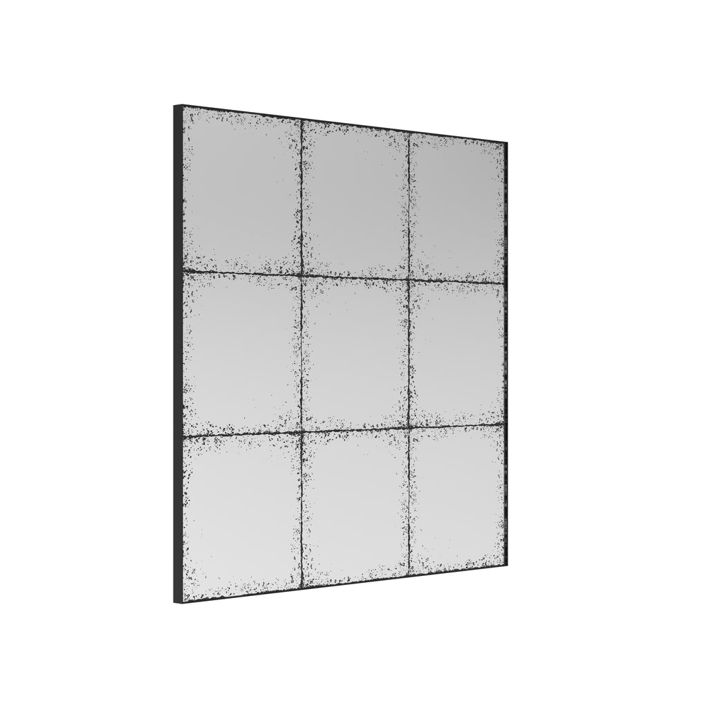 Square wall mirror from Anthony & Home's Atelier Collection with a sleek frame, hanging on a modern wall.