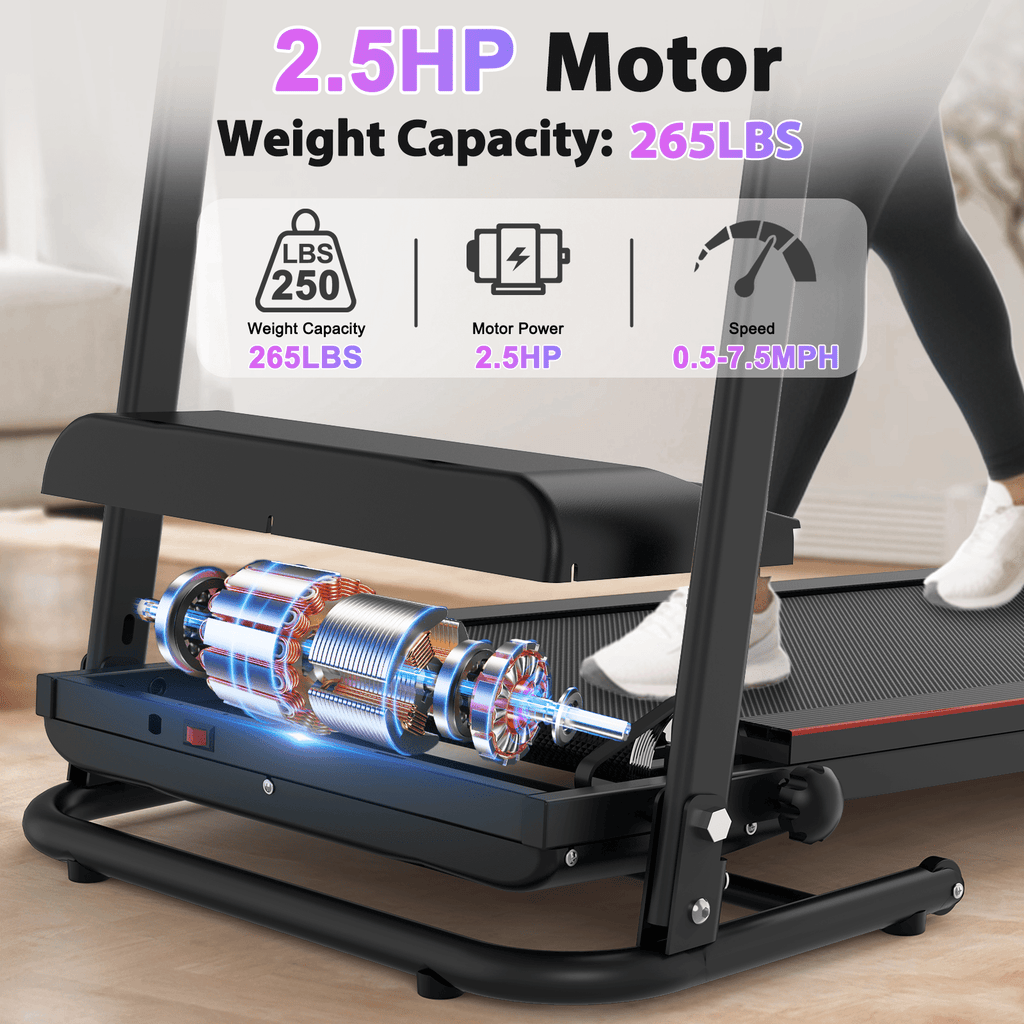 Anthony & Home stainless steel folding treadmill with incline, Bluetooth heart rate monitor, 2.5HP motor, sleek modern design