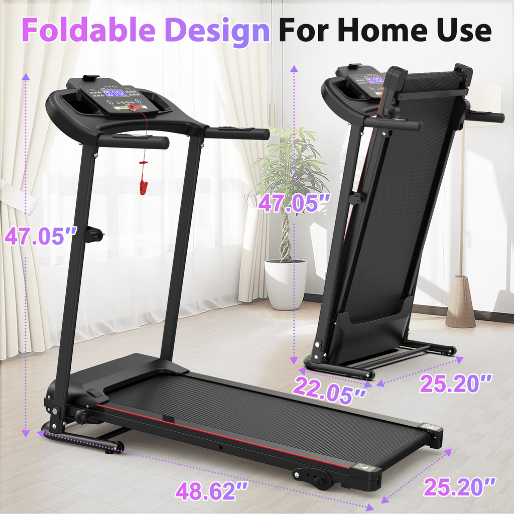 Anthony & Home stainless steel folding treadmill with incline, Bluetooth heart rate monitor, 2.5HP motor, suitable for home workouts