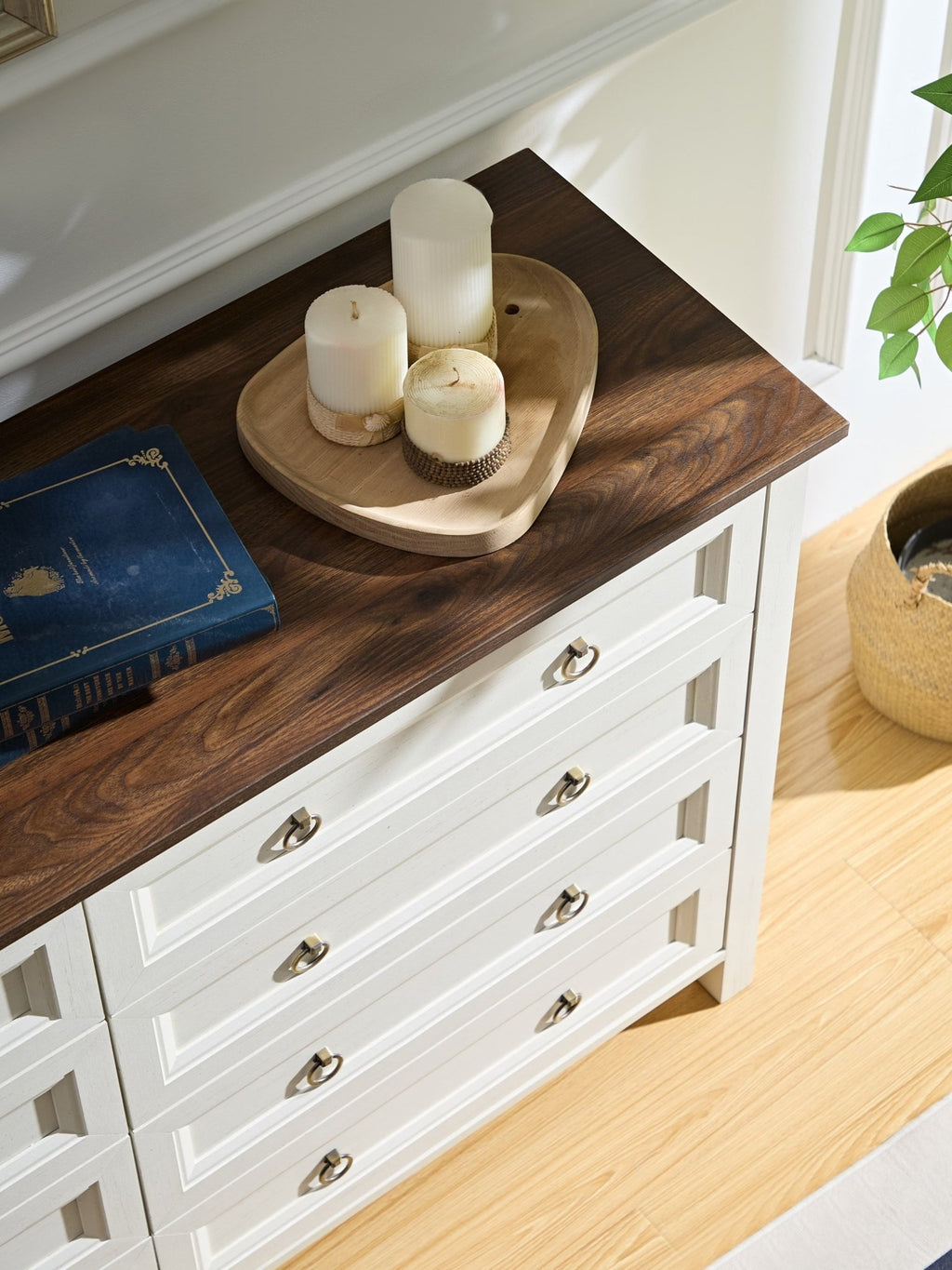 Anthony & Home Studio Collection Dresser with sleek wood finish and multiple drawers, modern bedroom furniture.